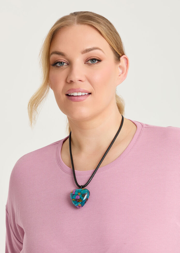 Resin Foil Heart Necklace, , hi-res