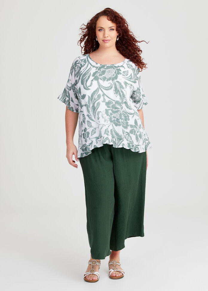 Shirred Waist Wide Leg Pant, , hi-res