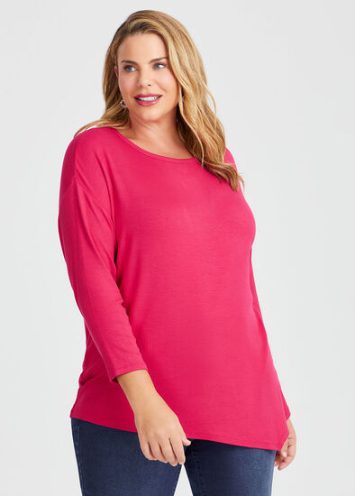 Plus Size Natural Asymmetrical Rib Top