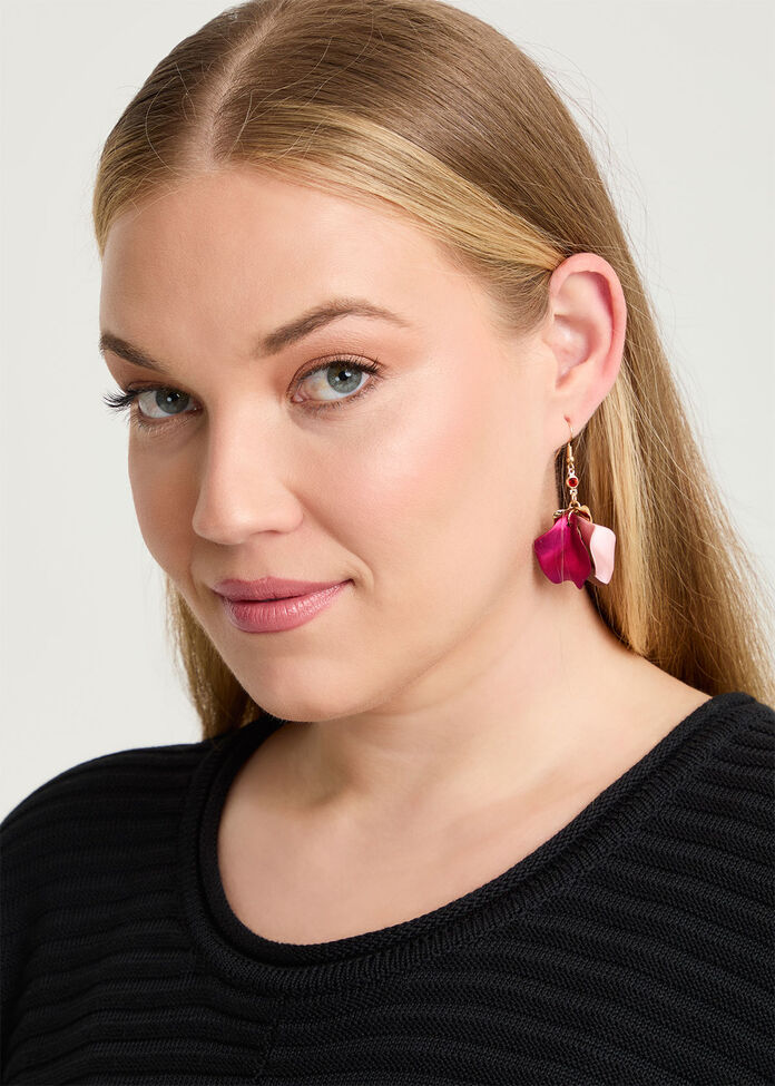 Mini Petal Leaf & Crystal Earrings, , hi-res