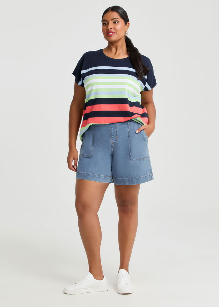 Cotton Weekend Fun Stripe T-shirt, , hi-res
