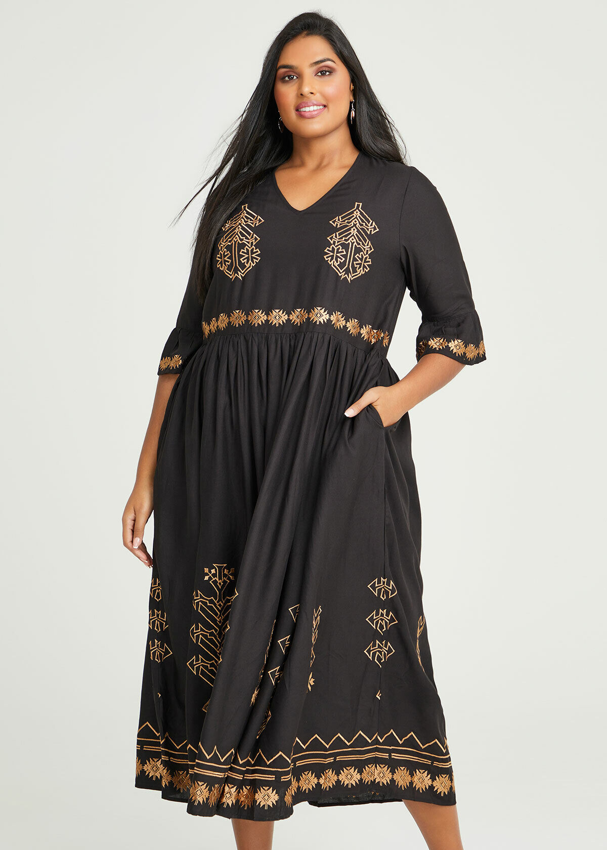Plus size embroidered dress 2025