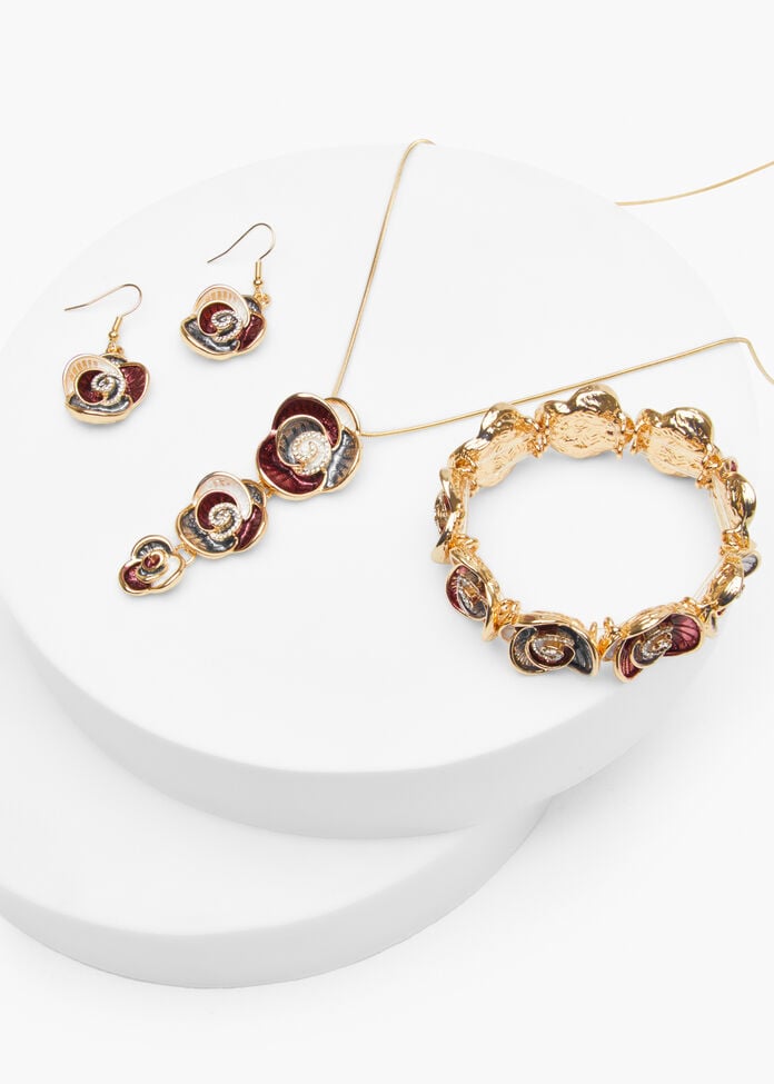 Enamel Diamante Rose Bracelet, , hi-res