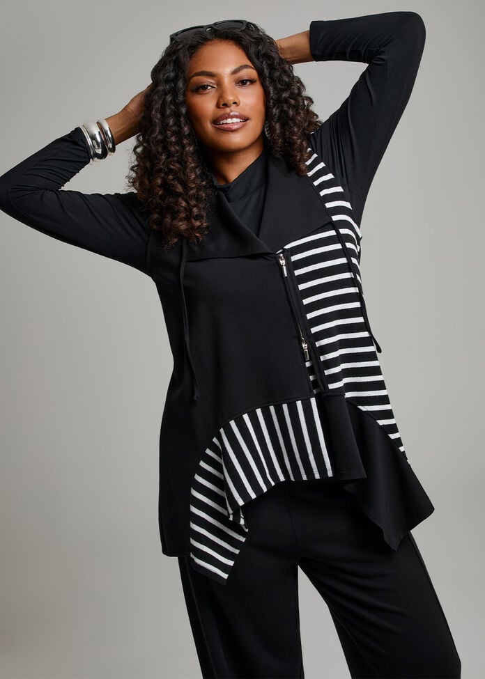 Natural Cala Stripe Splice Vest, , hi-res