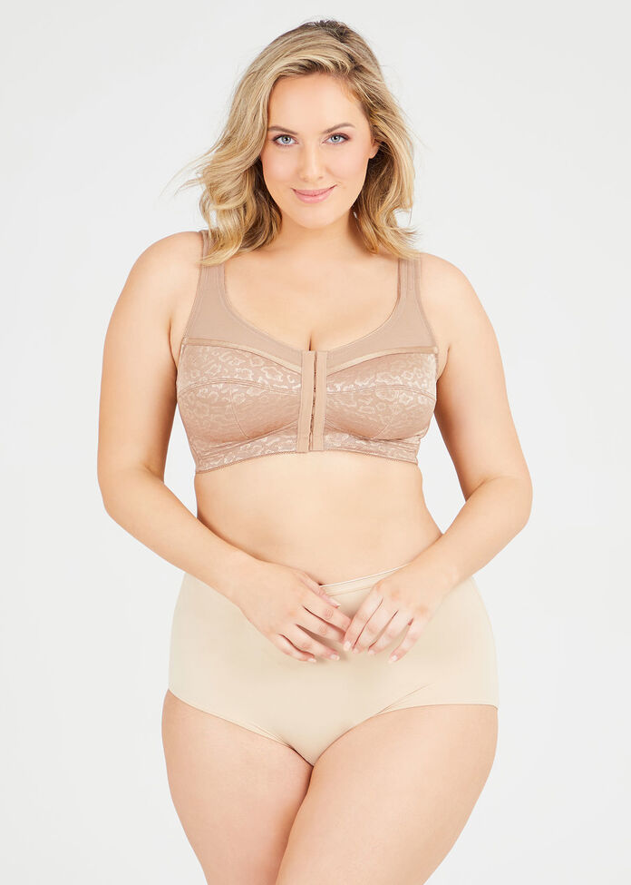 Shop Plus Size Wirefree Front Opening Bra in Brown