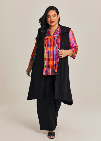 Plus Size Pintuck Check Outfit