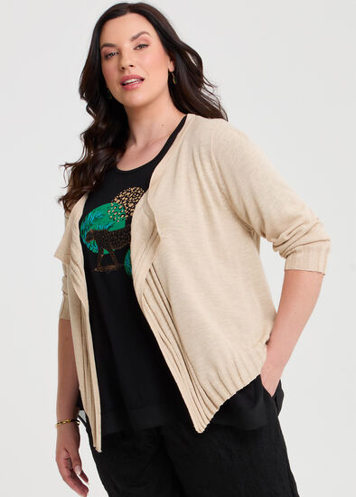 Plus Size Drape Front Slub Knit Crop Cardigan