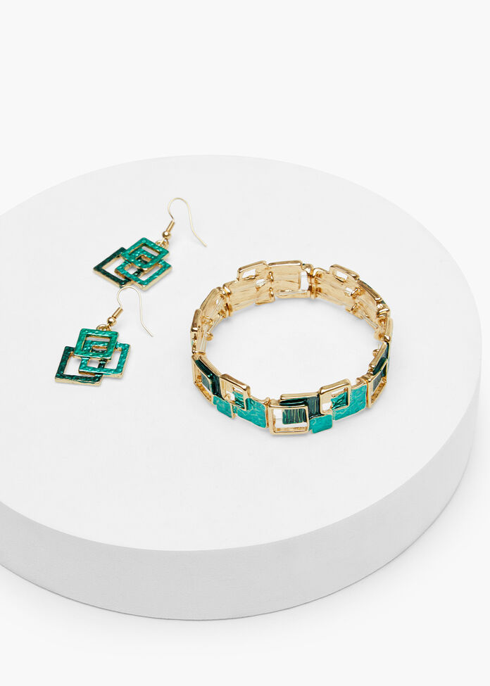Enamel Squares Earrings, , hi-res