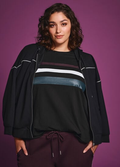 Plus Size Active Cotton Stripe Top