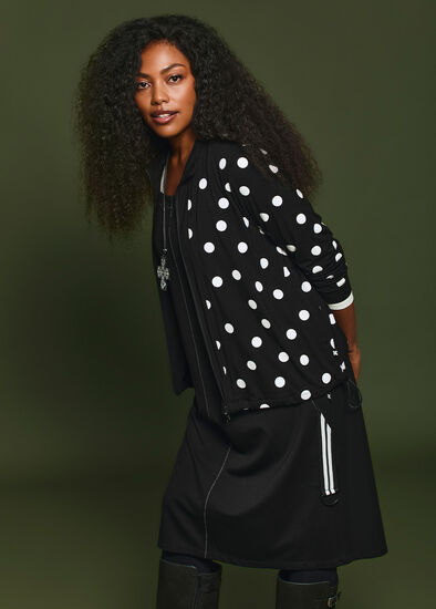 Plus Size Natural Polka Dot Zip Cardigan