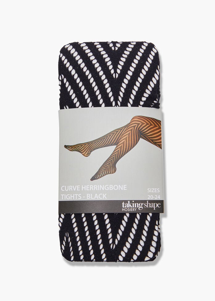 Shop Curve Herringbone Tights in Black Accessories Taking Shape AU