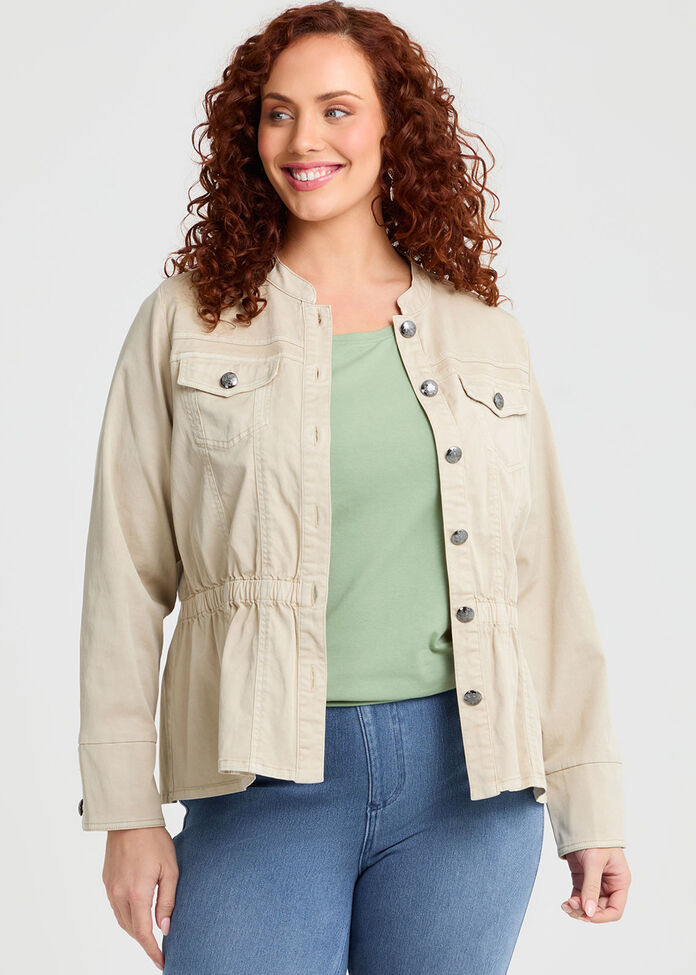 Lyocell Blend Peplum Jacket, , hi-res