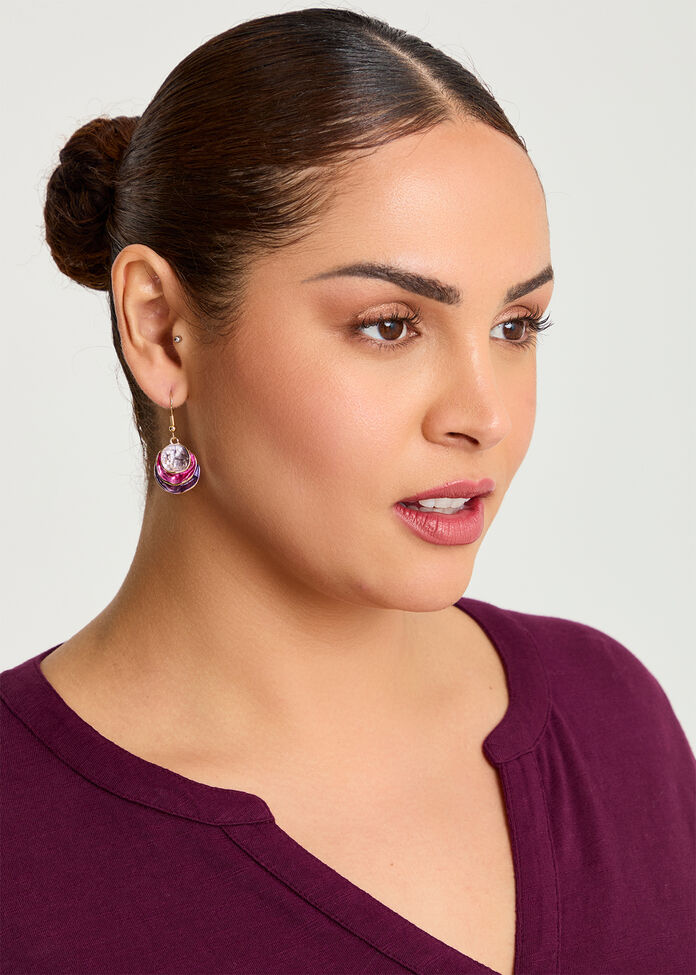 Layered Enamel Earrings, , hi-res