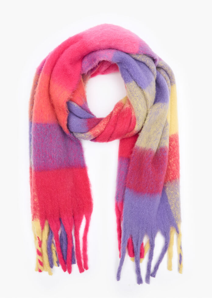 Bright Check Scarf, , hi-res