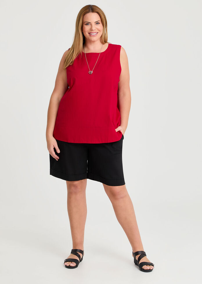 Cotton Linen Sleeveless Top, , hi-res