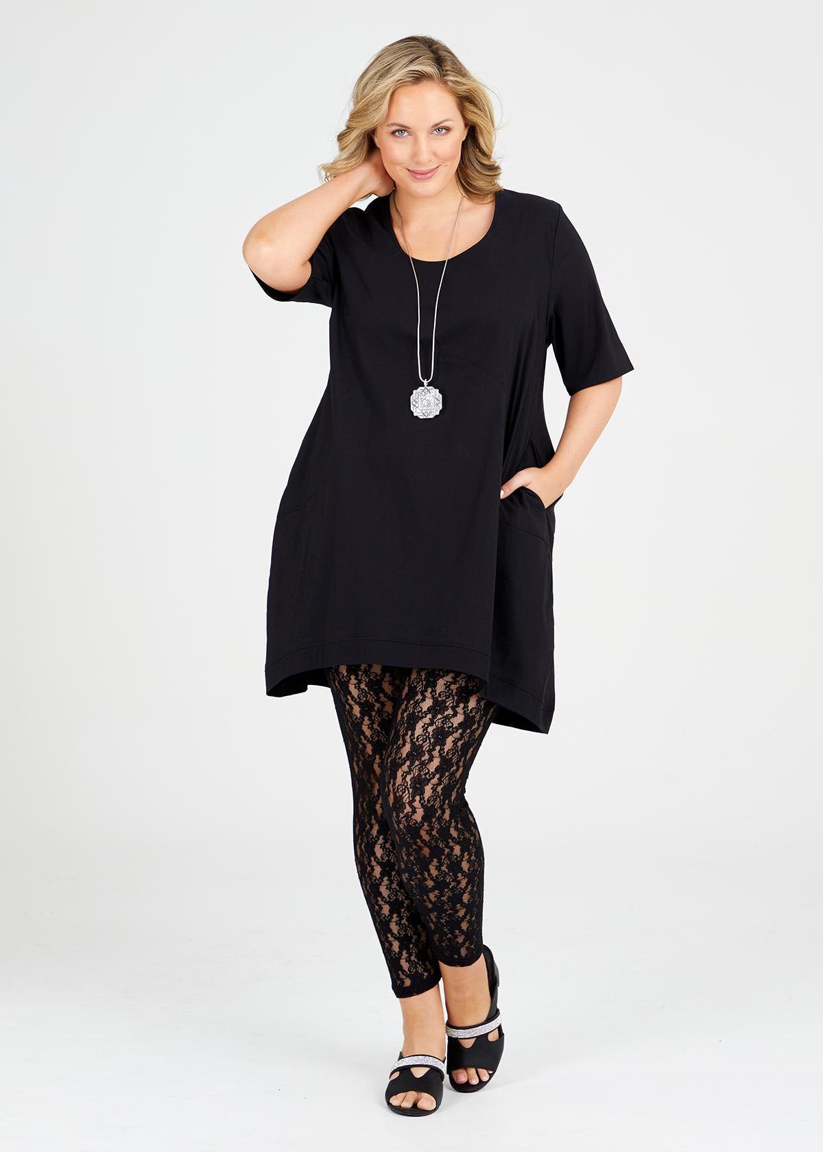 Black lace new arrivals leggings plus size