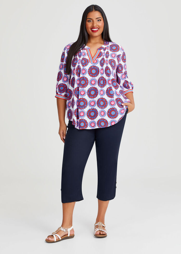 Stretch Linen Slim Crop Pant, , hi-res