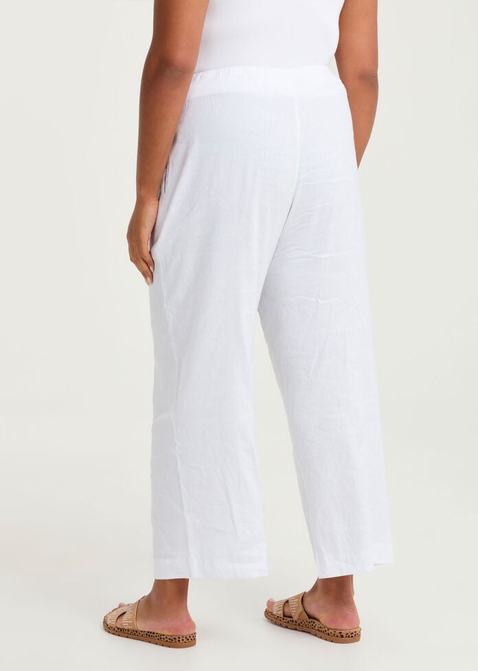 Stretch Linen Relaxed Wide Leg Pant, , hi-res
