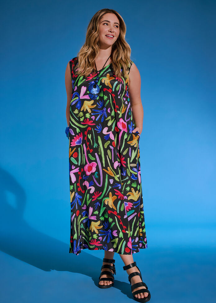 Shop Plus Size Natural Trinity Maxi Dress, Floral Taking Shape AU