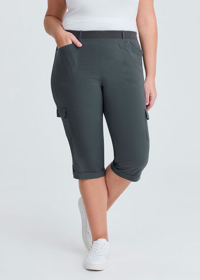 Plus Size Castaway Rib Cargo Crop Pant