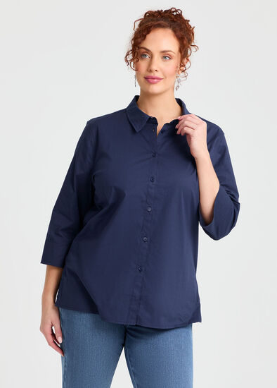 Plus Size Stretch Cotton Poplin Shirt