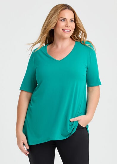Plus Size Strive V Neck Short Sleeve Top
