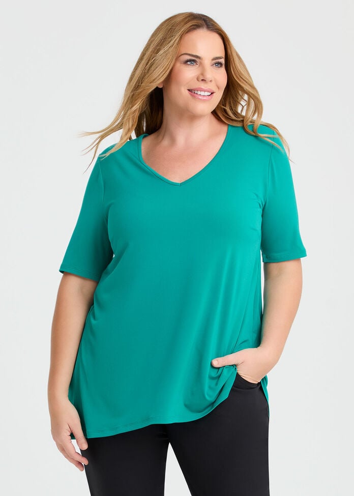 Strive V Neck Short Sleeve Top, , hi-res