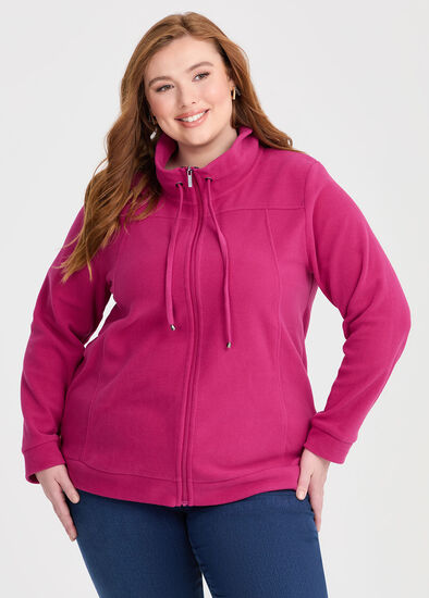 Plus Size Polar Fleece Zip Front Jacket