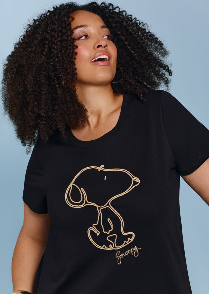 Snoopy Embroidered T-shirt, , hi-res
