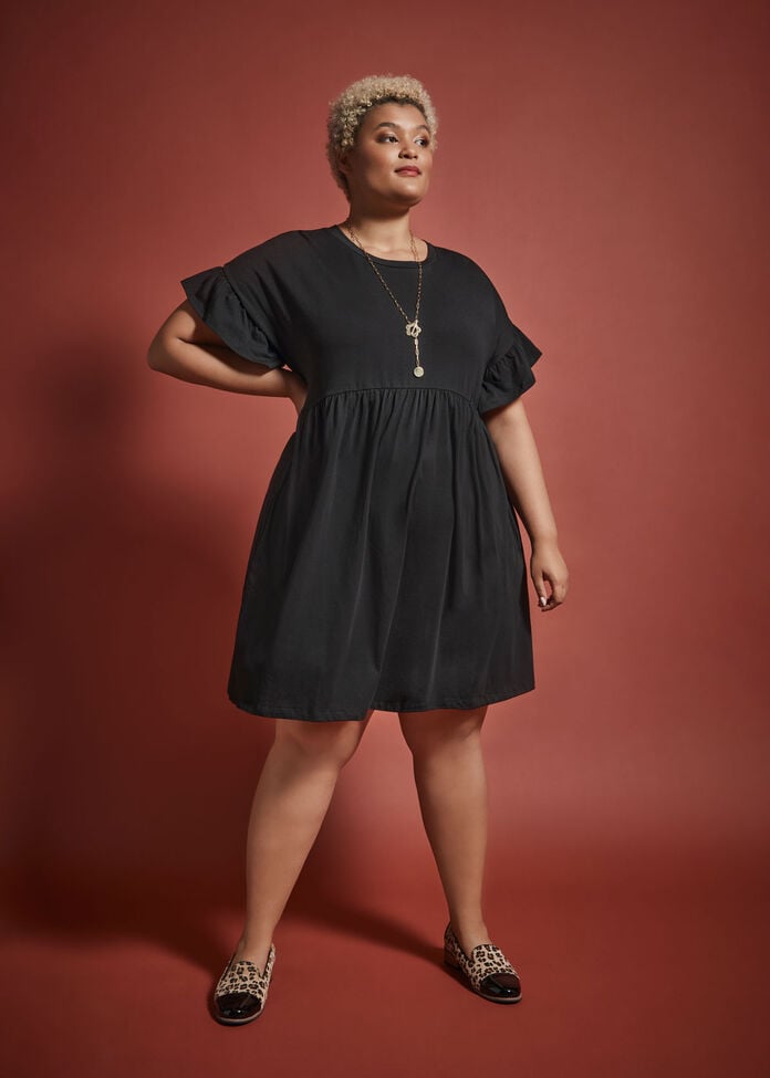 Organic Frill Sleeve Dress, , hi-res