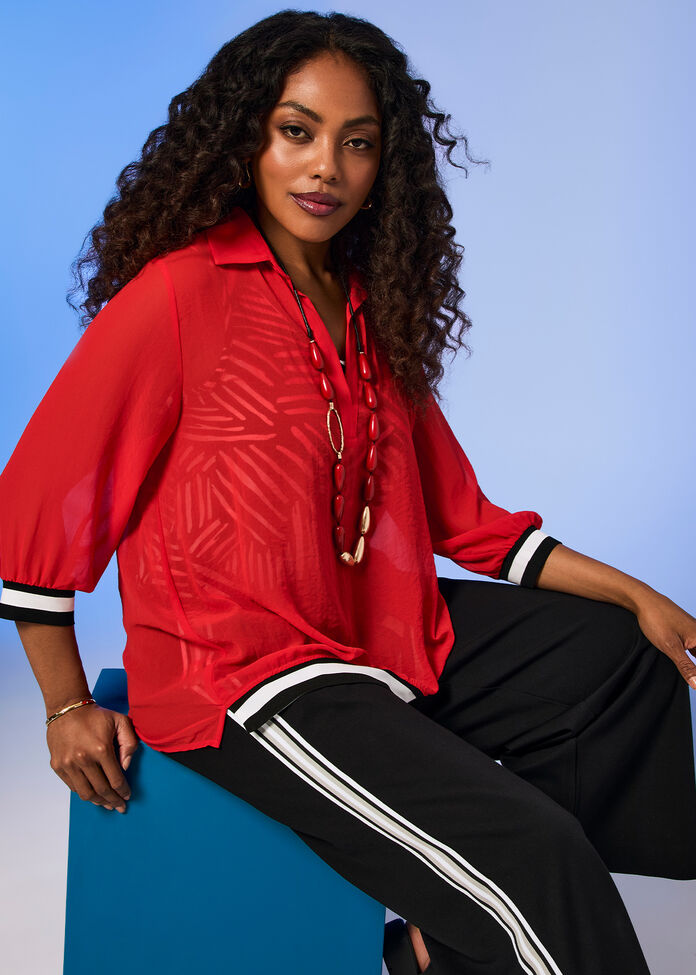 Chiffon Carrie Collar Top, , hi-res