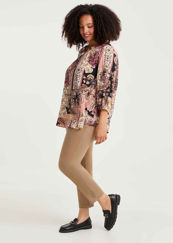 Boho Paisley Foil Natural Tunic, , hi-res