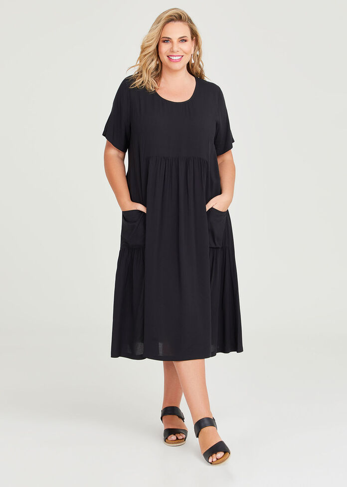 Shop Plus Size Natural Pocket Midi Dress in Black | Taking Shape AU