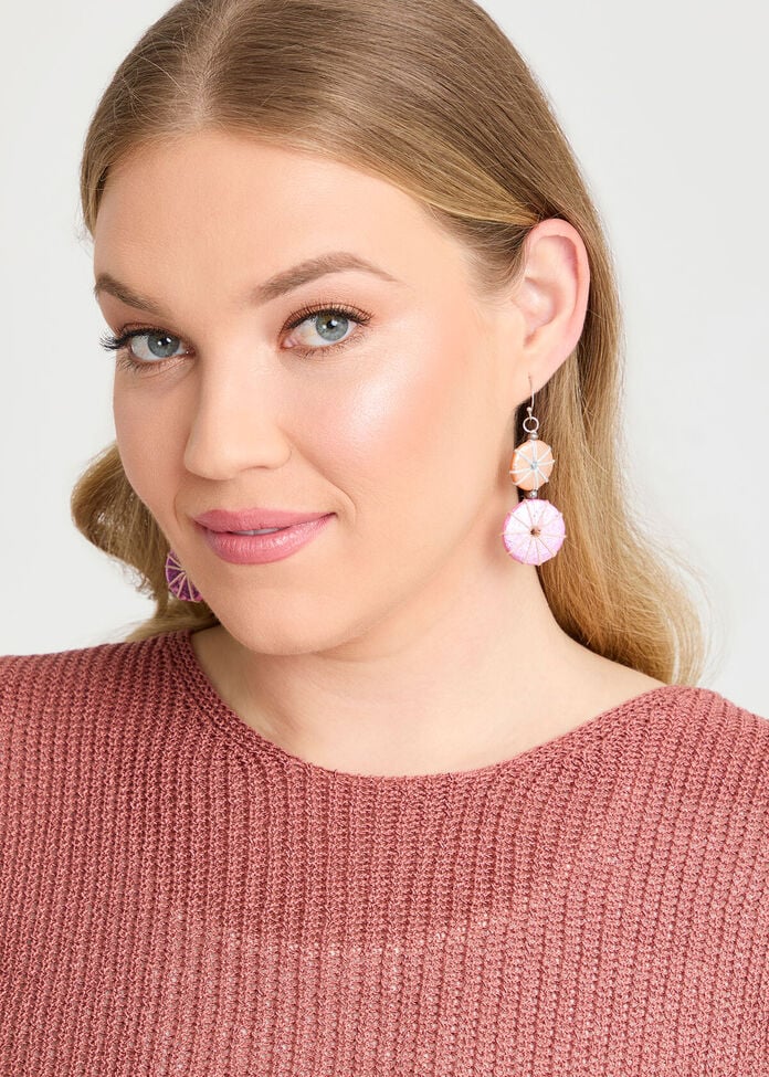 Threaded Bead Earrings, , hi-res