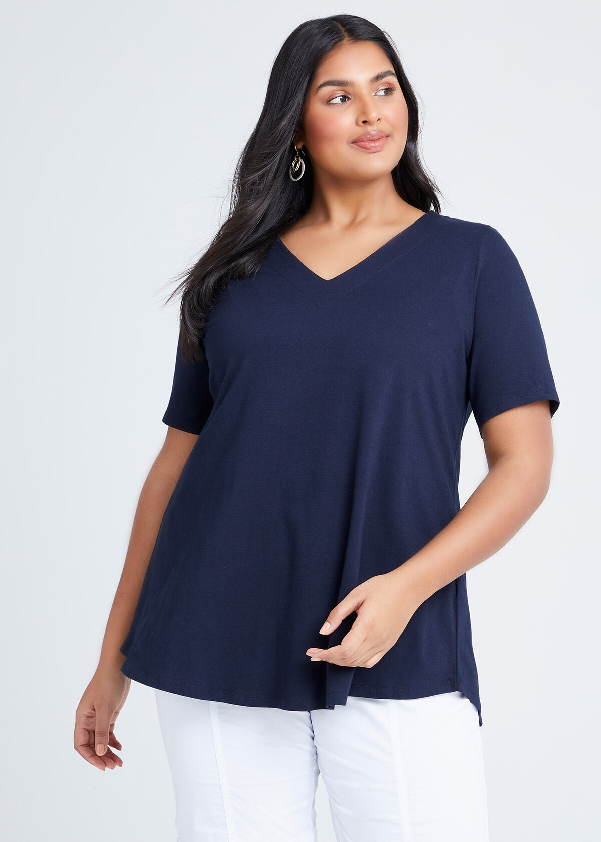Shop Organic V-neck Swing Basic Tee in 