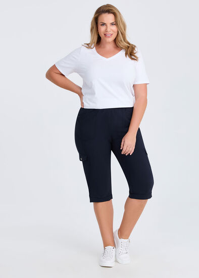 Plus Size Castaway Rib Cargo Crop Pant