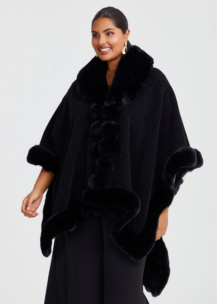 Shop Fur Trim Evening Cape in Black Accessories Taking Shape AU