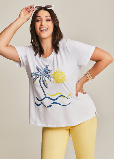 Plus Size Cotton Seascape T-shirt