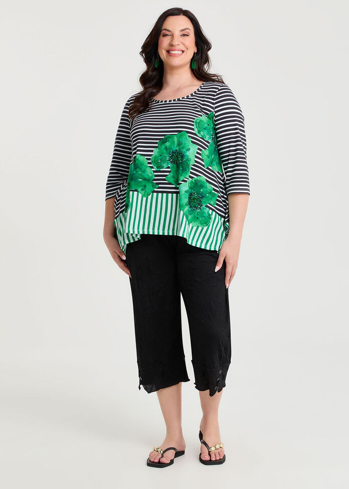 Poppy Stripe Cotton Modal Top, , hi-res