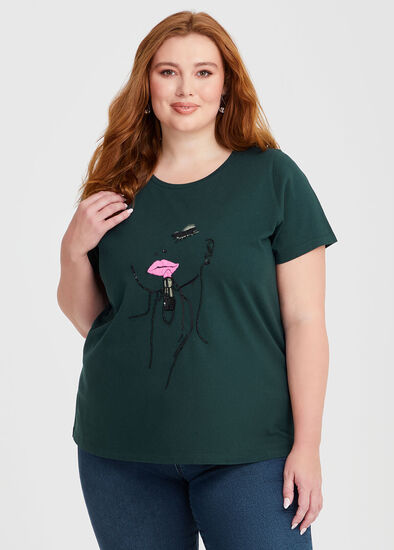 Plus Size Cotton Lipstick T-shirt