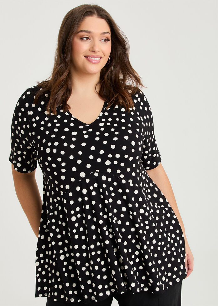 Bardot Polka Dot Natural Top, , hi-res