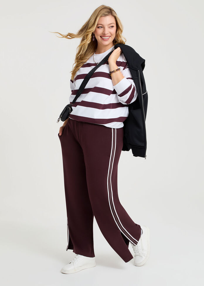 Cotton Linear Stripe Sweatshirt, , hi-res