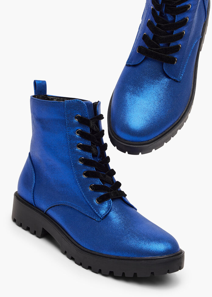 Sparkly Lace Up Boot, COBALT, hi-res