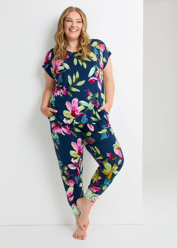 Bamboo Floral Night Pyjama Top, , hi-res