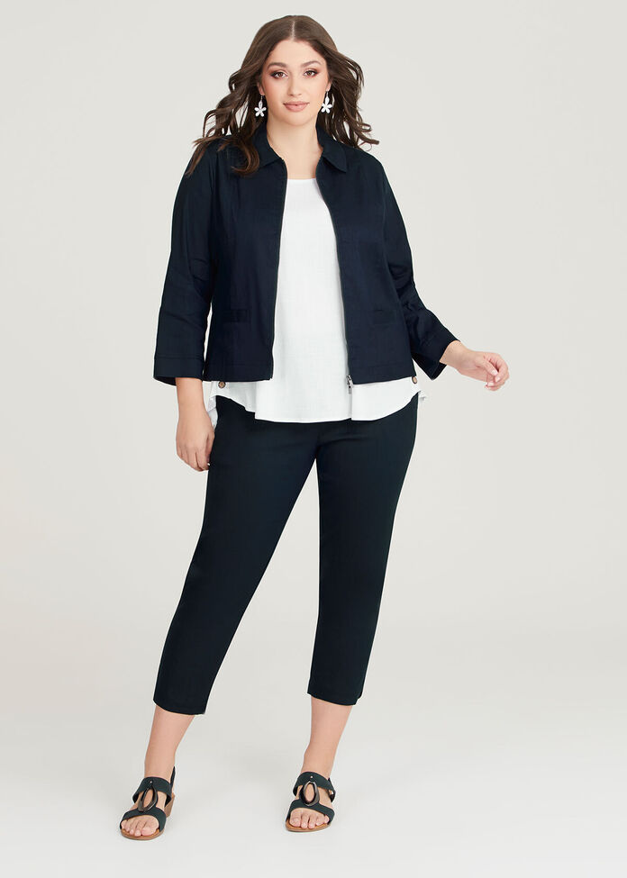 Shop Plus Size Linen Stretch Amira Pant in Blue | Taking Shape AU