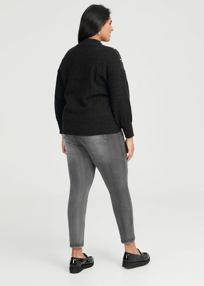 Shop Plus Size Pearls Knit Jumper in Black | Sizes 12-30 | Taking Shape NZ