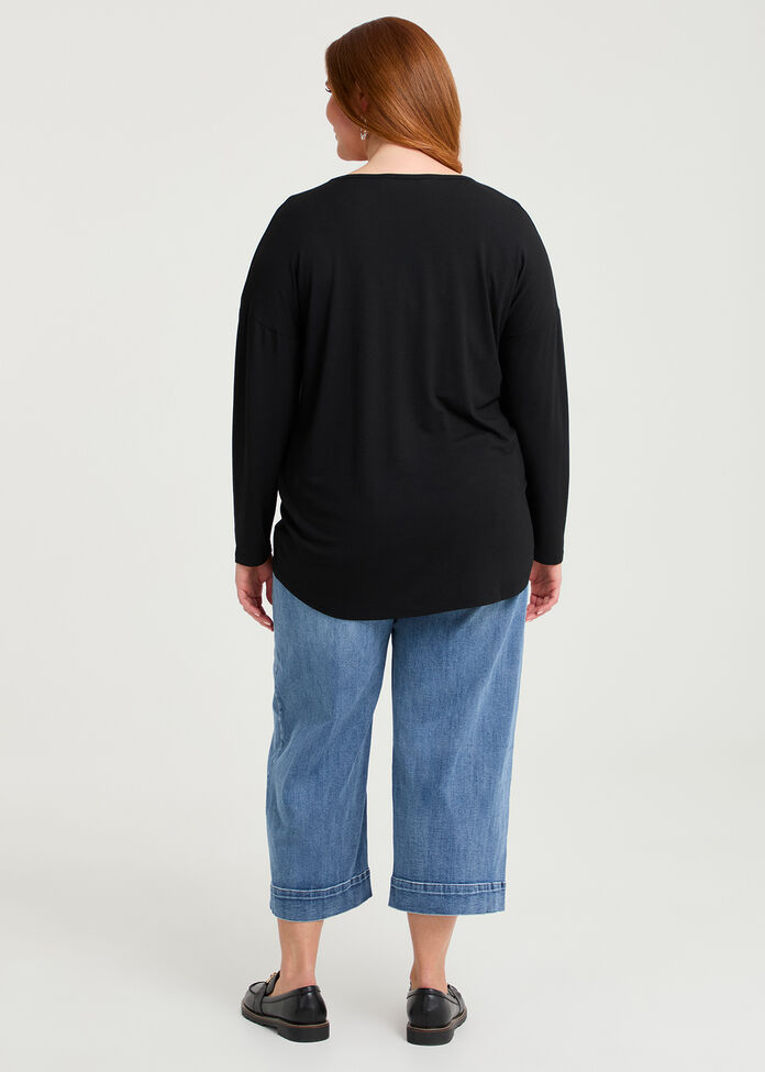 Australian Wool Modal V-neck Top, , hi-res
