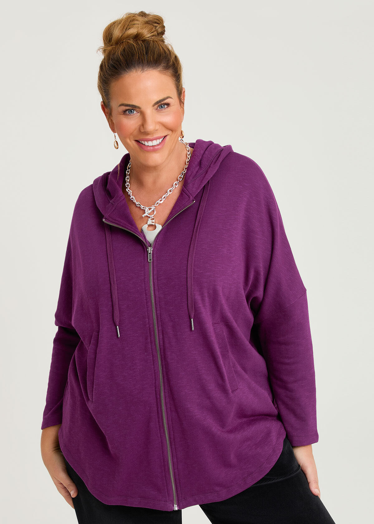 Shop Plus Size Hooded Zip Cape, Red | Taking Shape AU