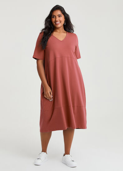 Plus Size Cotton Talia Short Sleeve V-neck Dress