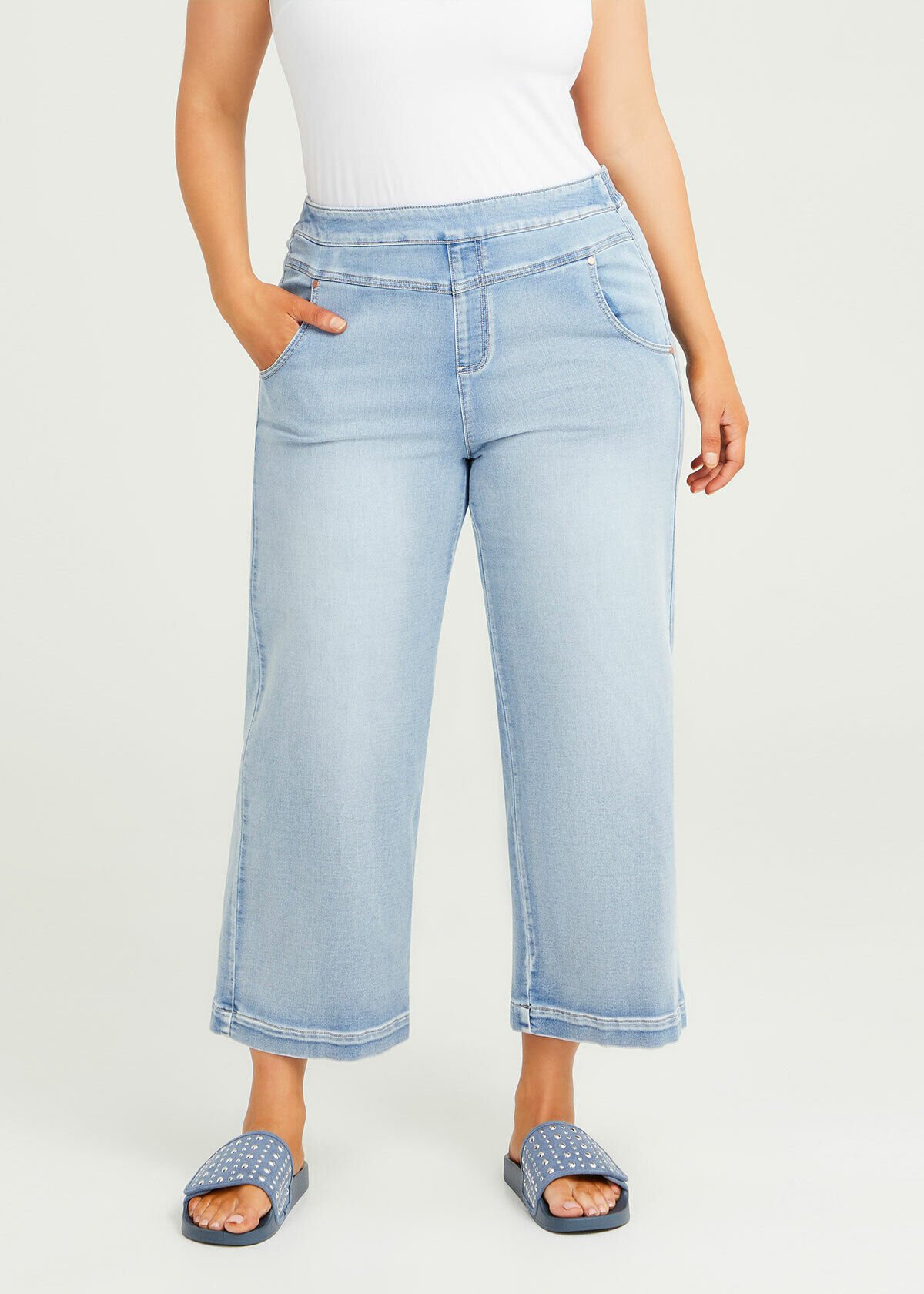 Plus size wide leg crops discount